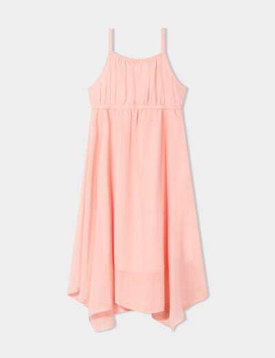 Robe midi fluide à bretelles rose clair fille