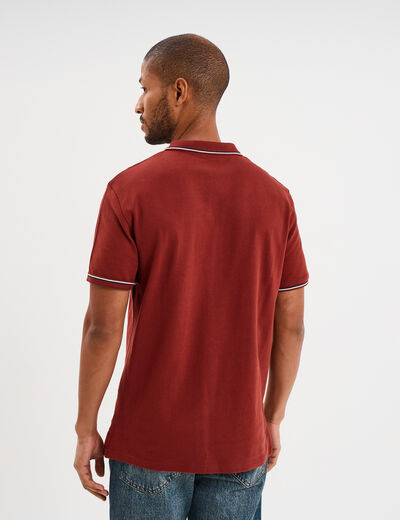 Polo avec broderie poitrine coton Creeks rouge foncé homme