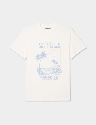 T-shirt col rond manches courtes coton blanc homme