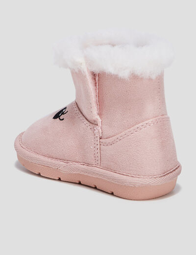 Bottes fourrées rose bébé fille