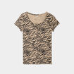 T-shirt coton imprimé coupe ajustée sable femme