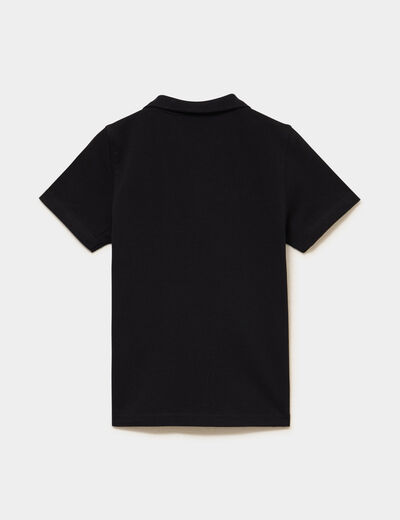 Polo manches courtes &agrave; d&eacute;tail brod&eacute; noir gar&ccedil;on