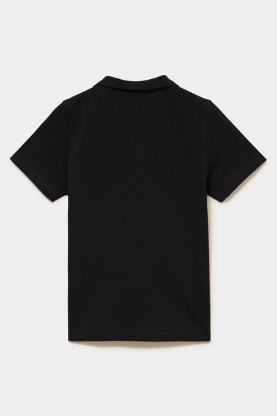 Polo manches courtes &agrave; d&eacute;tail brod&eacute; noir gar&ccedil;on