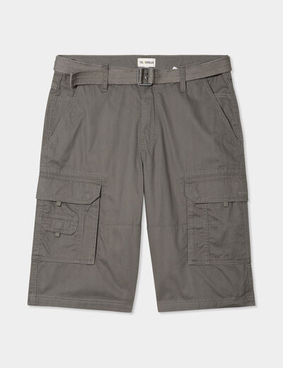 Bermuda cargo côtelé ceinturé Trappeur gris homme