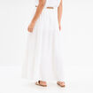 Jupe longue gaze de coton ceinturée blanc femme