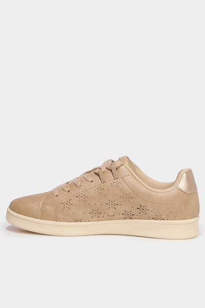 Baskets perfor&eacute;es semelle plate sable femme