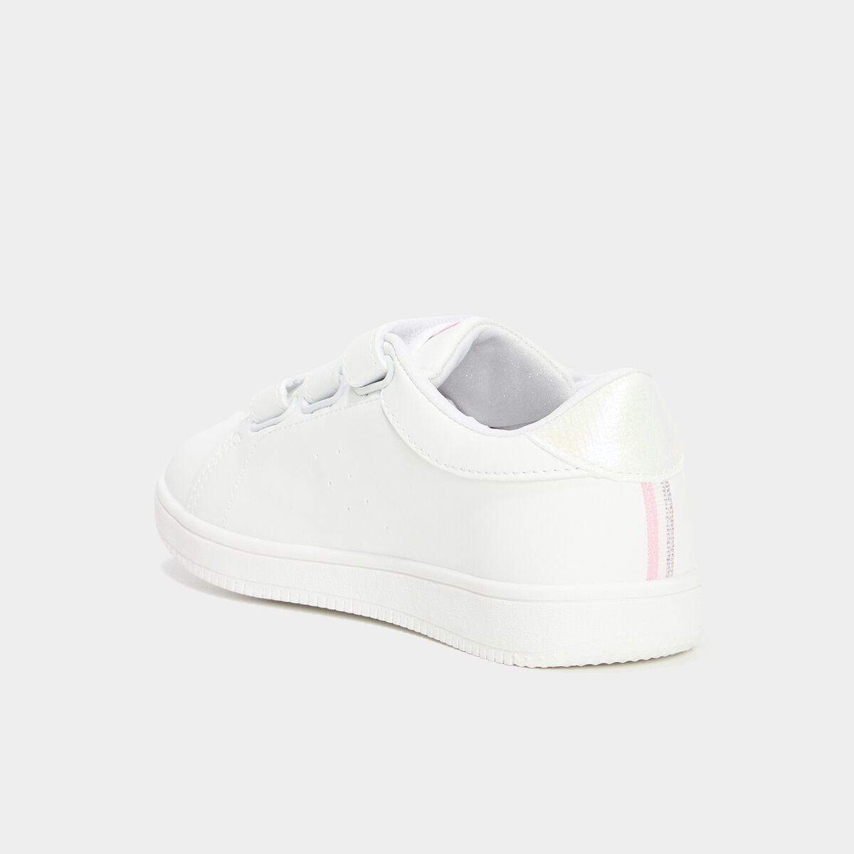 Tennis &agrave; scratchs empi&egrave;cement talon blanc fille