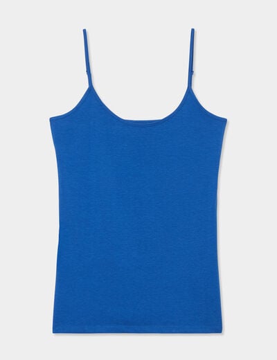 Débardeur coton bretelles réglables bleu roi femme