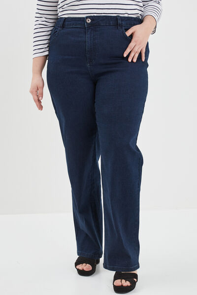 Jeans flare taille haute 7/8ème 5 poches bleu femme grande taille