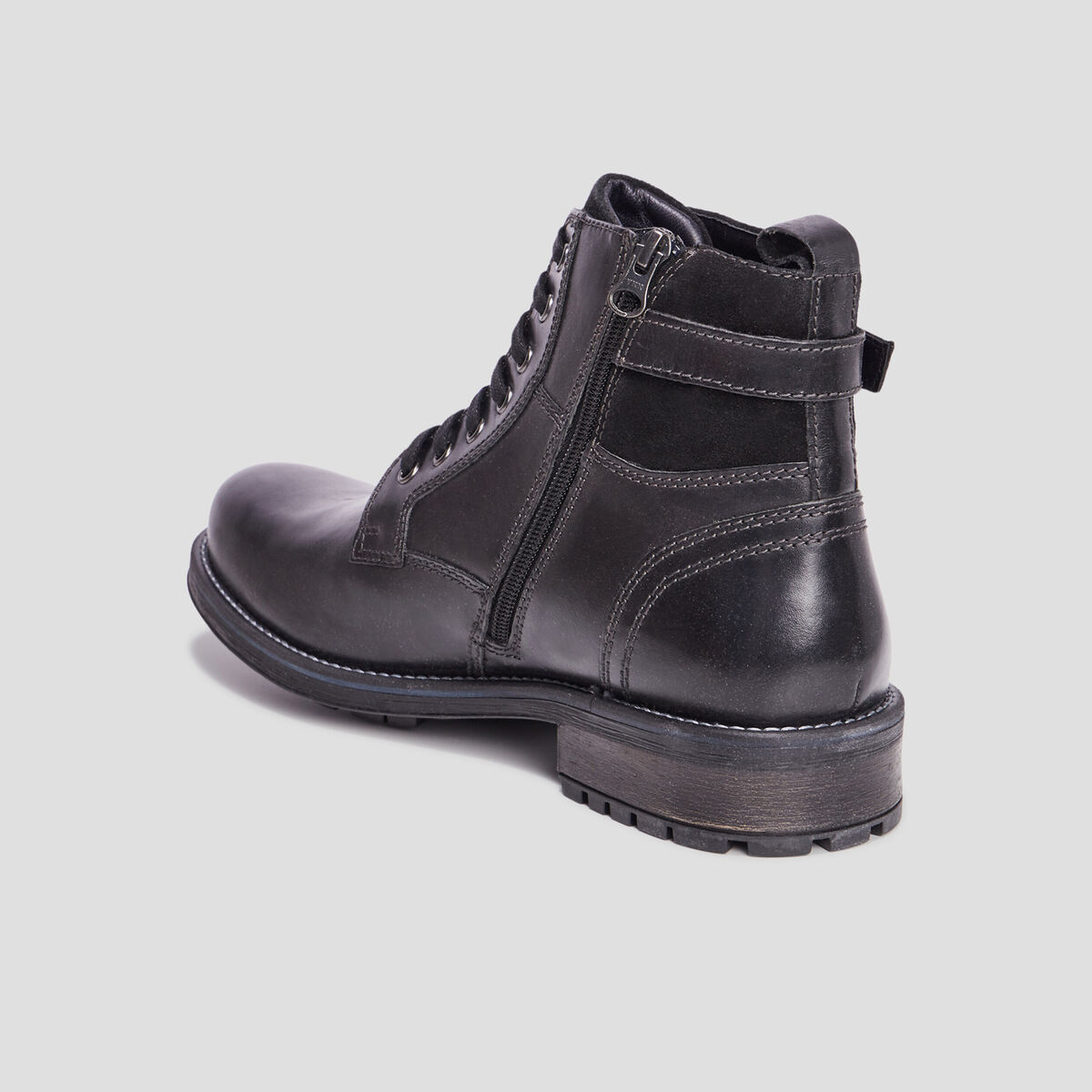 Boots zippées en cuir noir homme