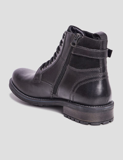 Boots zippées en cuir noir homme
