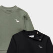Lot 2 sweats manches longues vert kaki b&eacute;b&eacute; gar&ccedil;on