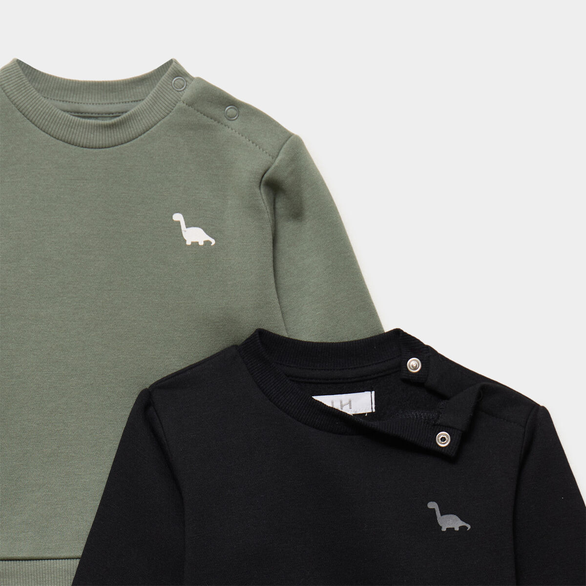 Lot 2 sweats manches longues vert kaki b&eacute;b&eacute; gar&ccedil;on