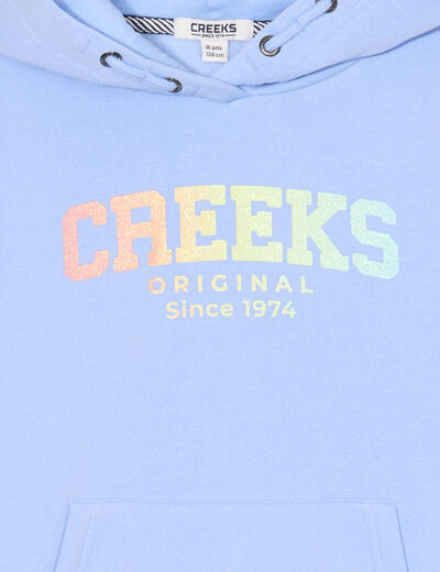 Sweat à capuche hoodie à logo Creeks bleu clair fille