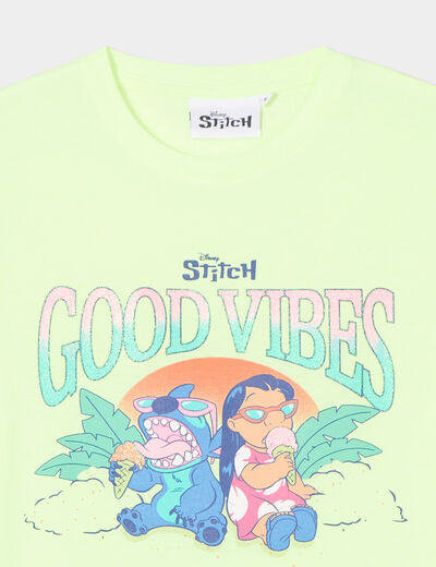T-shirt manches courtes Stitch jaune fluo fille