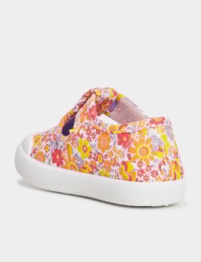 Chaussures salomé en toile rose bébé fille