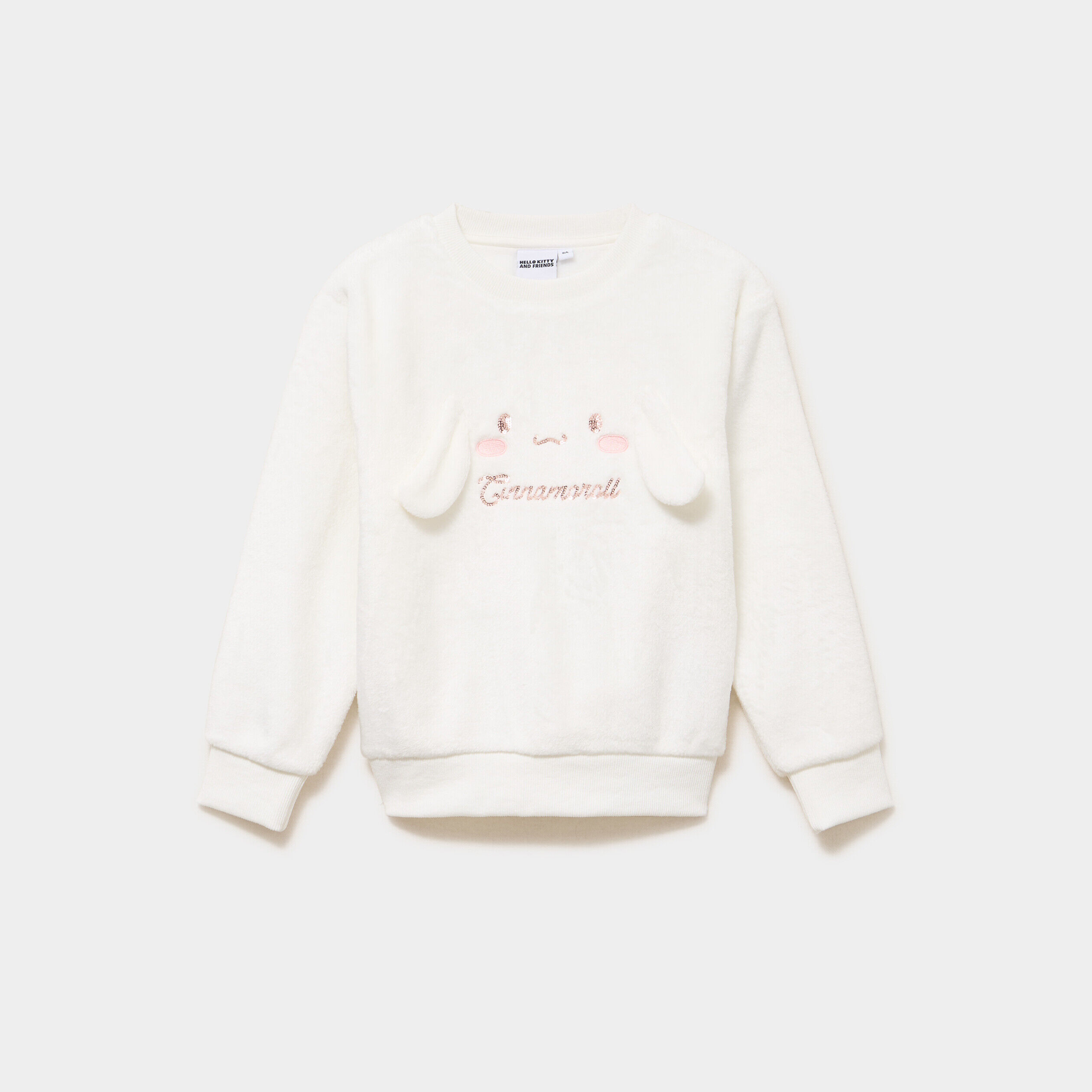 Sweat relax effet velours Cinnamoroll blanc fille