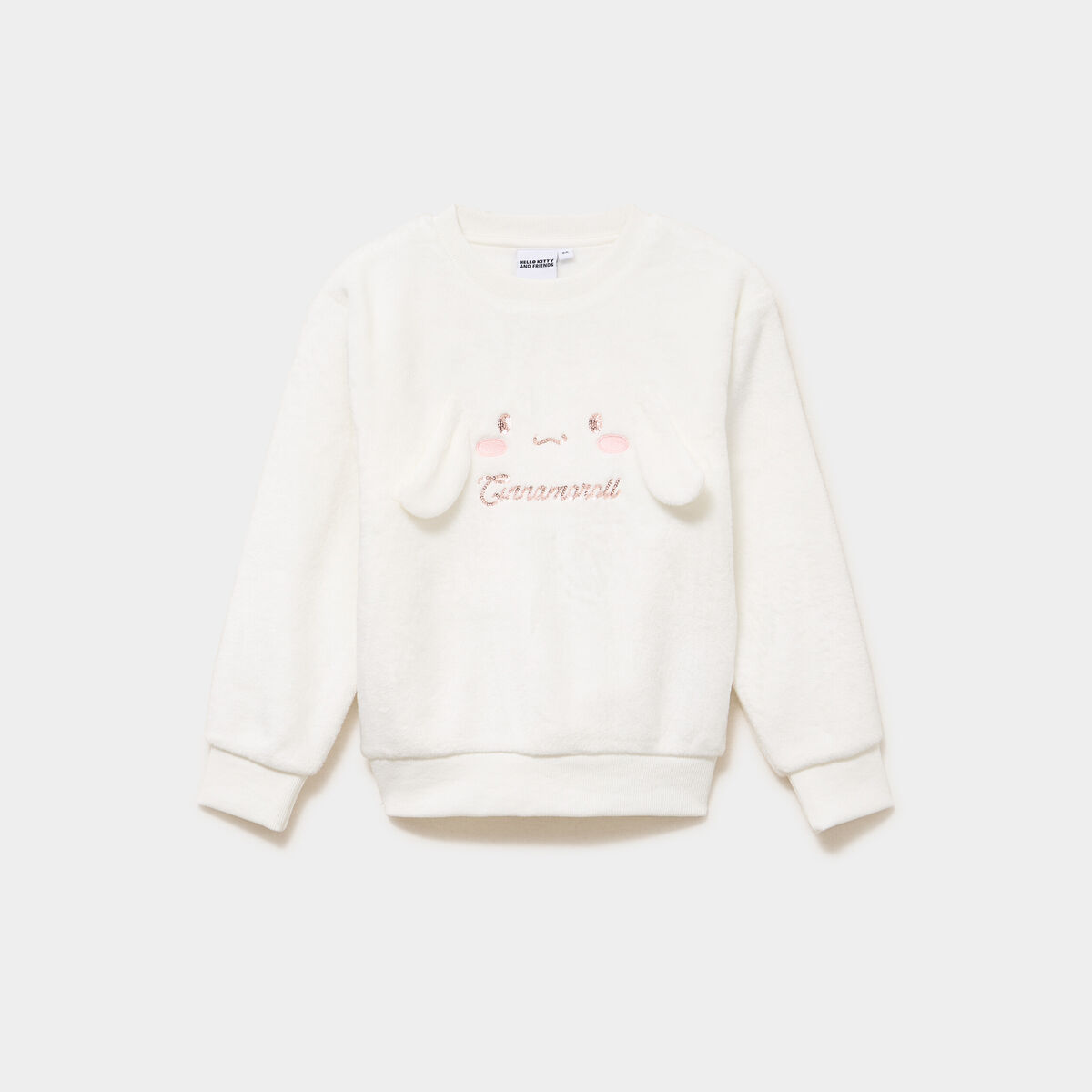 Sweat relax effet velours Cinnamoroll blanc fille