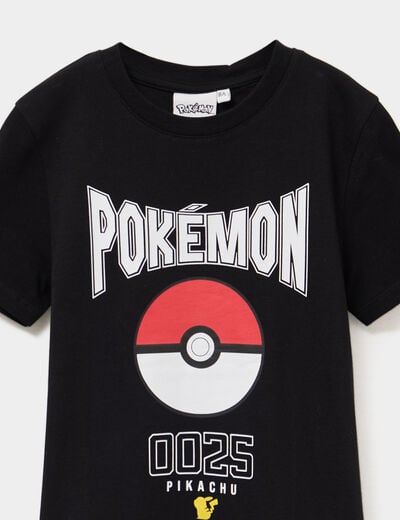 T-shirt manches courtes coton Pokémon noir garçon