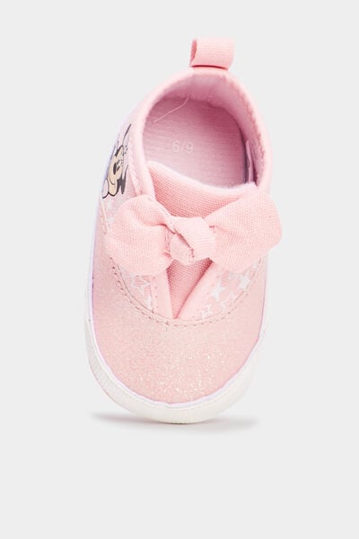 Chaussons bottons &agrave; paillettes Minnie rose b&eacute;b&eacute; fille