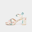 Sandales toile &agrave; talons carr&eacute;s 7 cm multicolore femme