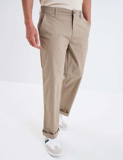 Pantalon chino relax coton taupe homme