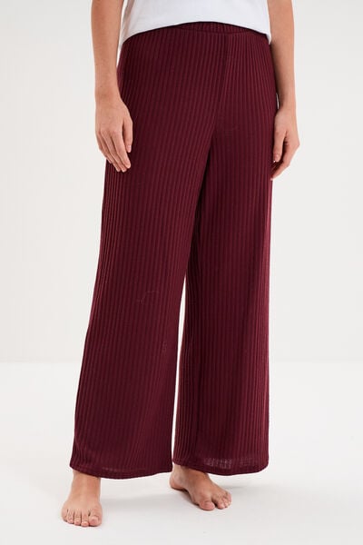 Bas de pyjama large c&ocirc;tel&eacute; long prune femme