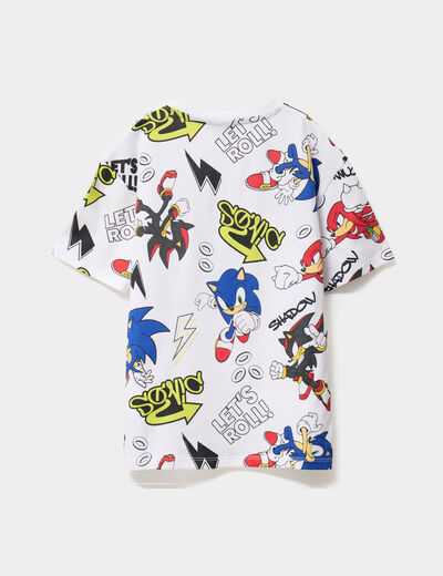 T-shirt manches courtes coton Sonic blanc garçon