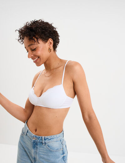 Soutien-gorge triangle micro dentelle blanc femme