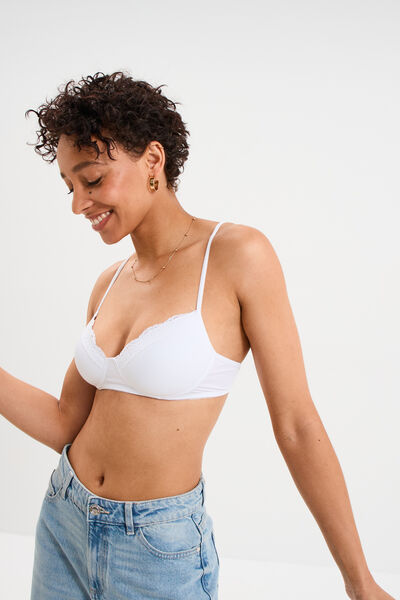 Soutien-gorge triangle micro dentelle blanc femme