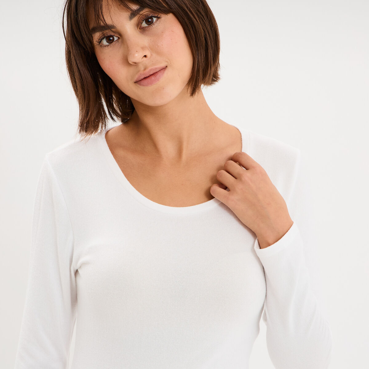 T-shirt thermique manches longues blanc femme