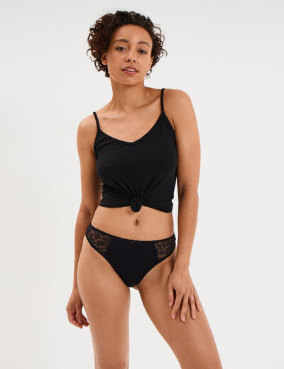 String coton majoritaire noir femme