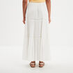 Jupe longue fluide taille &eacute;lastiqu&eacute;e blanc femme