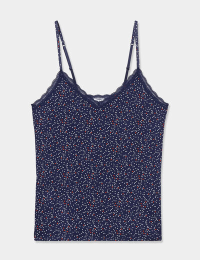 Haut de pyjama débardeur à bretelles bleu marine femme
