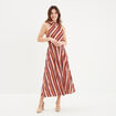 Robe longue encolure américaine ecru femme