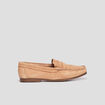 Mocassins aspect suédine en cuir beige femme