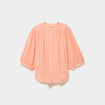 Blouse fluide oversize manches 3/4 coton rose saumon femme
