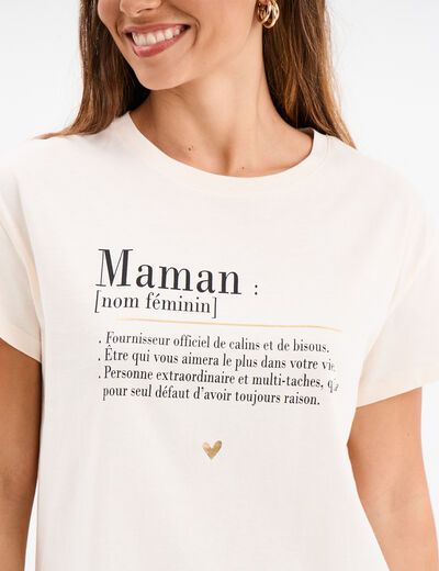 T-shirt Fête des mères oversize coton creme femme
