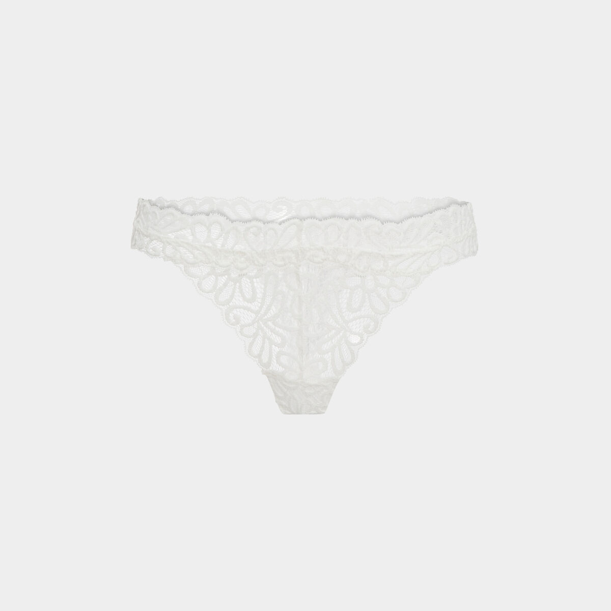 Tanga en dentelle blanc femme