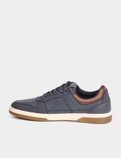 Tennis basses &agrave; lacets bleu marine homme