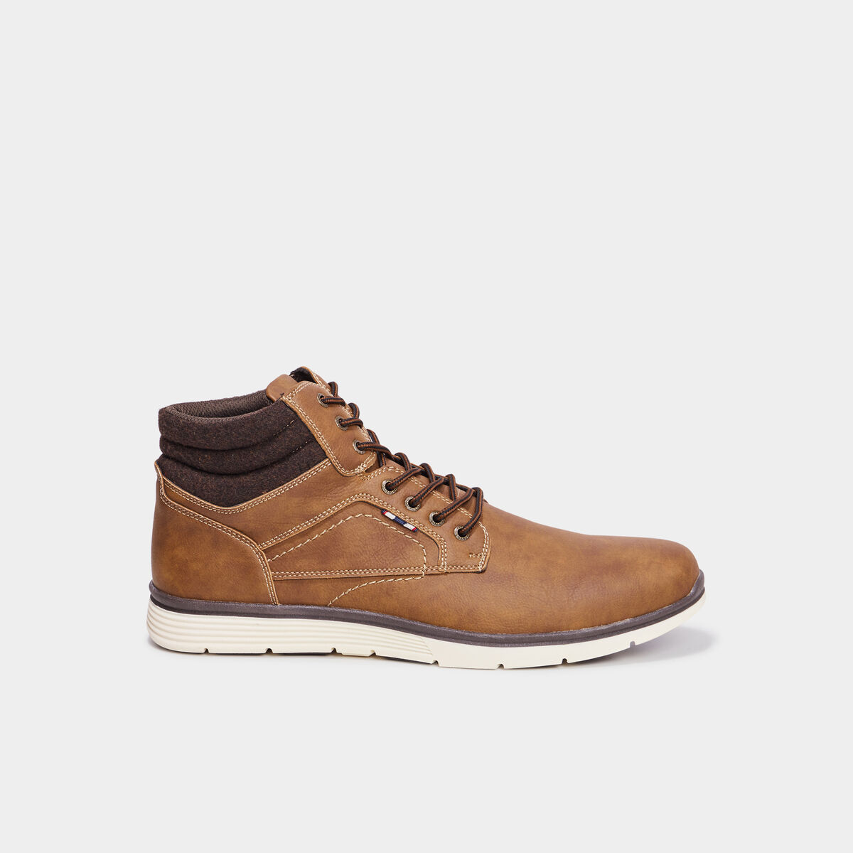 Bottines montantes &agrave; lacets marron homme