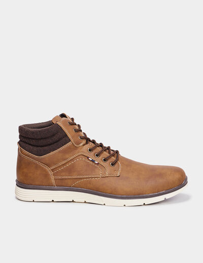 Bottines montantes &agrave; lacets marron homme