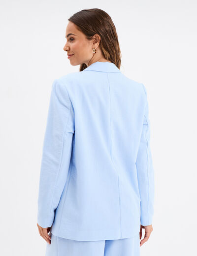 Veste blazer droite bleu ciel femme