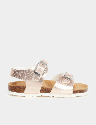 Sandales métallisées avec boucles couleur argent fille