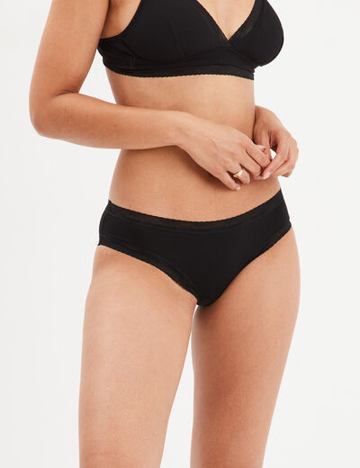 Culotte hipster côtelé avec dentelle noir femme