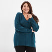Pull col en V manches longues bleu canard femme grande taille