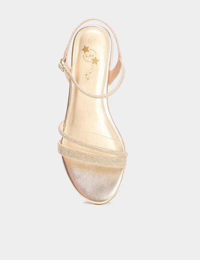 Sandales avec strass jaune or fille