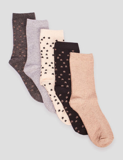 Lot 5 paires chaussettes multicolore femme