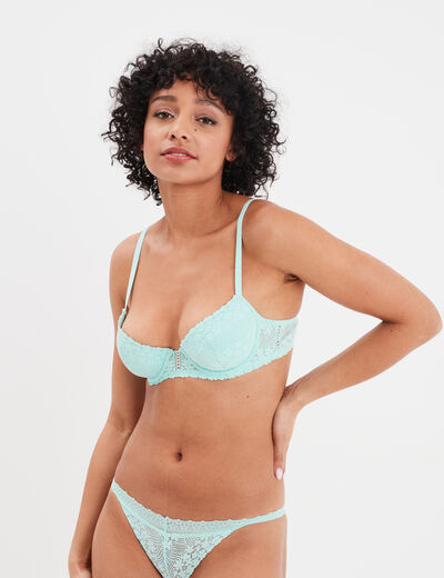 Soutien-gorge corbeille paddé dentelle bleu turquoise femme