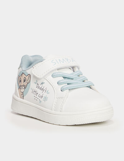 Tennis basses à scratchs Le Roi lion blanc bébé garçon